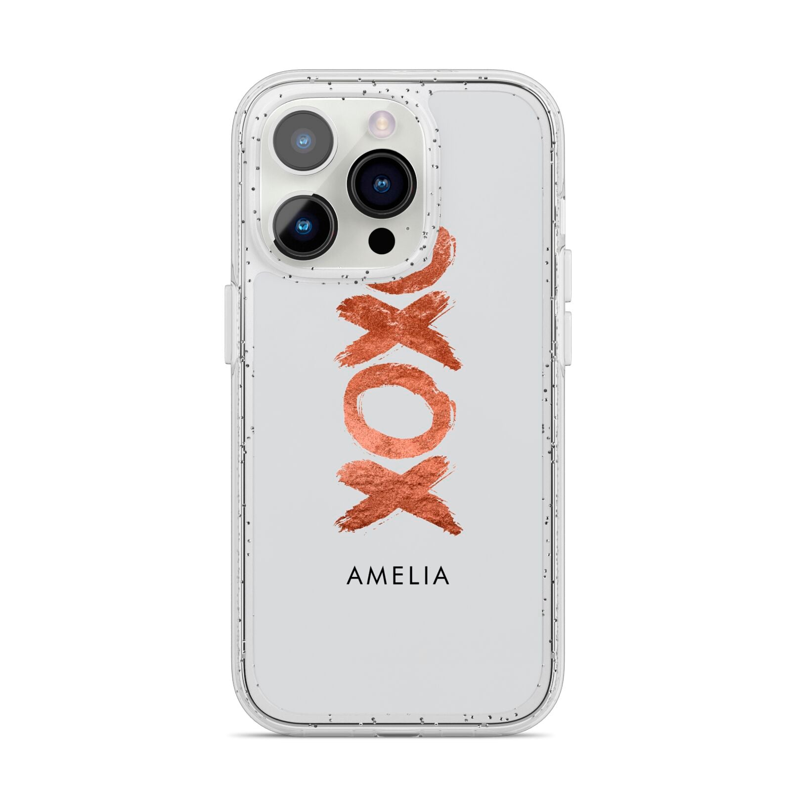 Personalised Xoxo Custom Name Or Initials iPhone 14 Pro Glitter Tough Case Silver