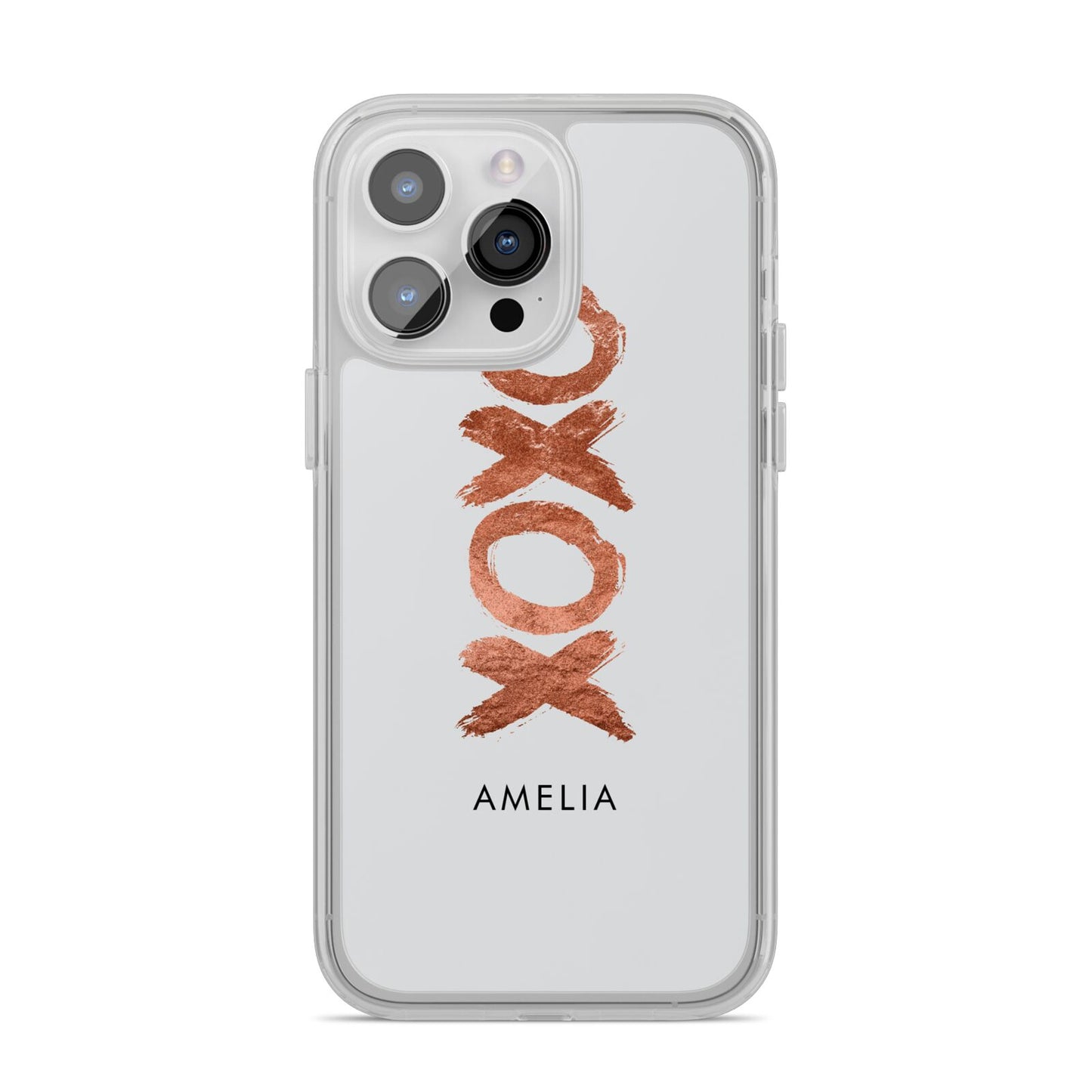 Personalised Xoxo Custom Name Or Initials iPhone 14 Pro Max Clear Tough Case Silver
