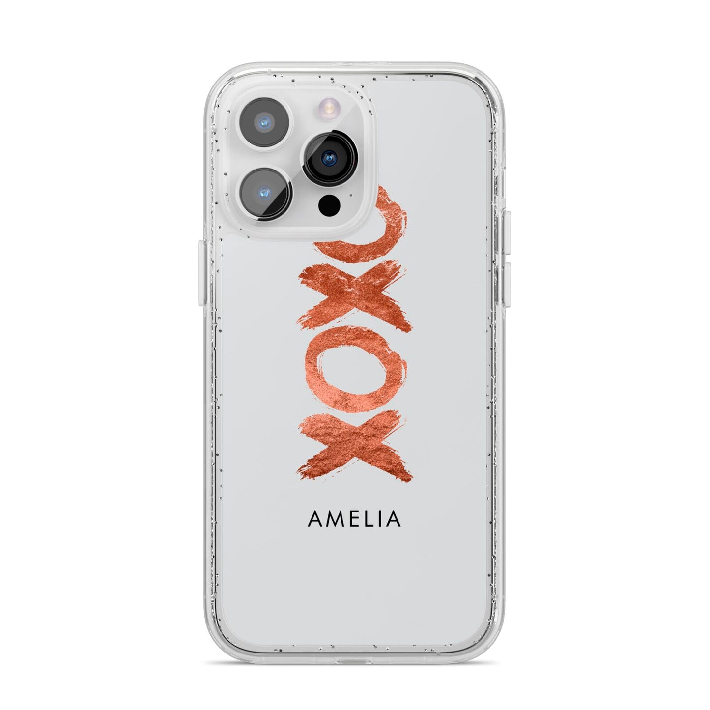Personalised Xoxo Custom Name Or Initials iPhone 14 Pro Max Glitter Tough Case Silver