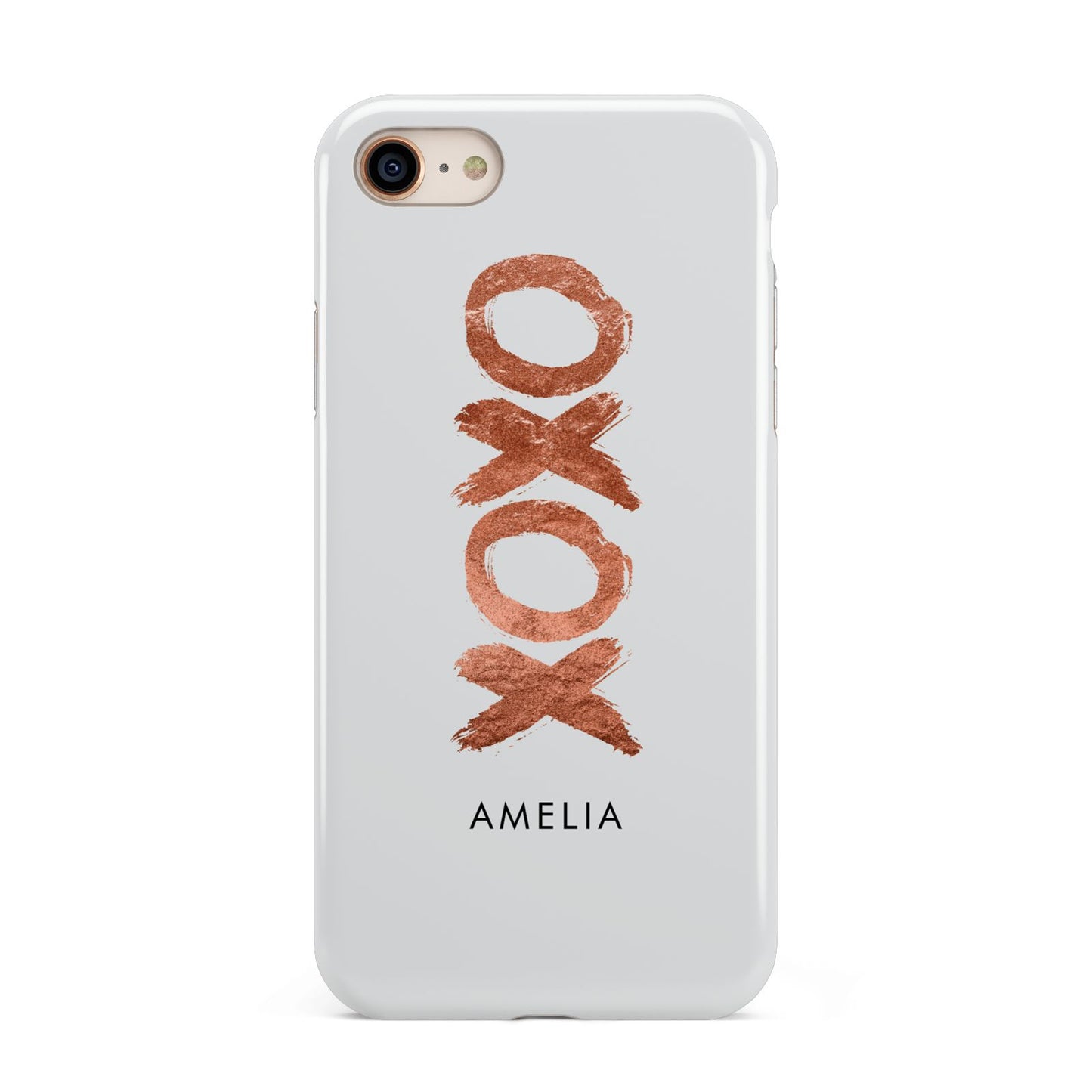 Personalised Xoxo Custom Name Or Initials iPhone 8 3D Tough Case on Gold Phone