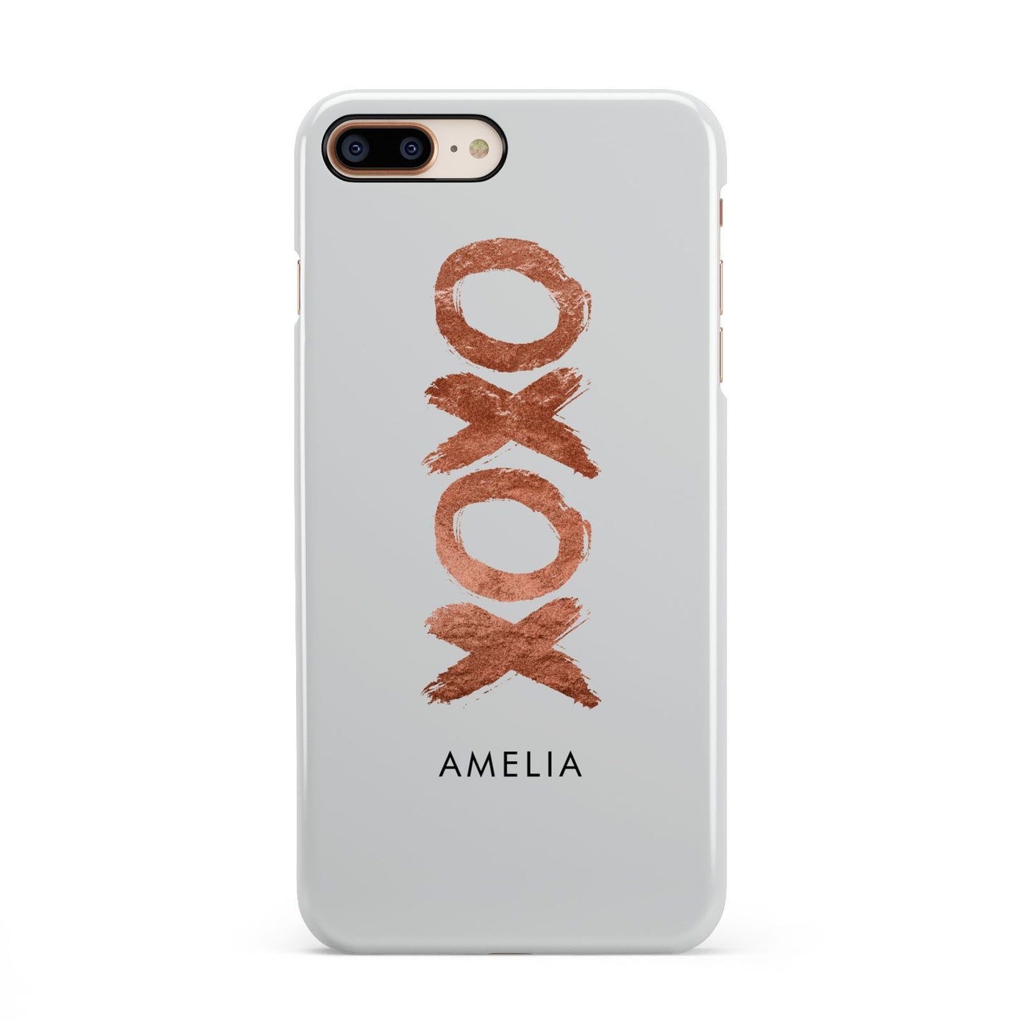 Personalised Xoxo Custom Name Or Initials iPhone 8 Plus 3D Snap Case on Gold Phone