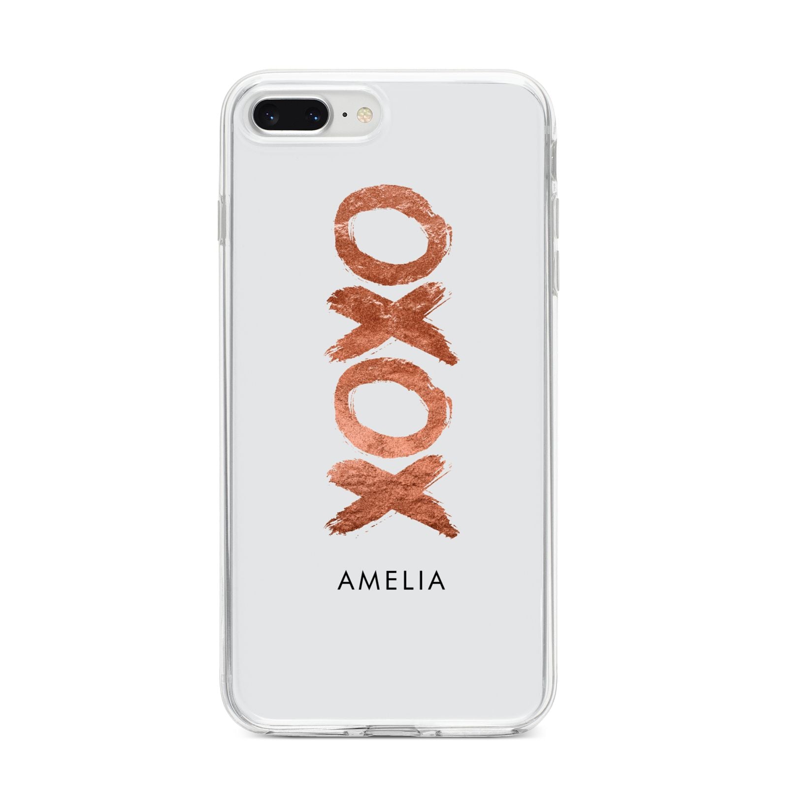 Personalised Xoxo Custom Name Or Initials iPhone 8 Plus Bumper Case on Silver iPhone