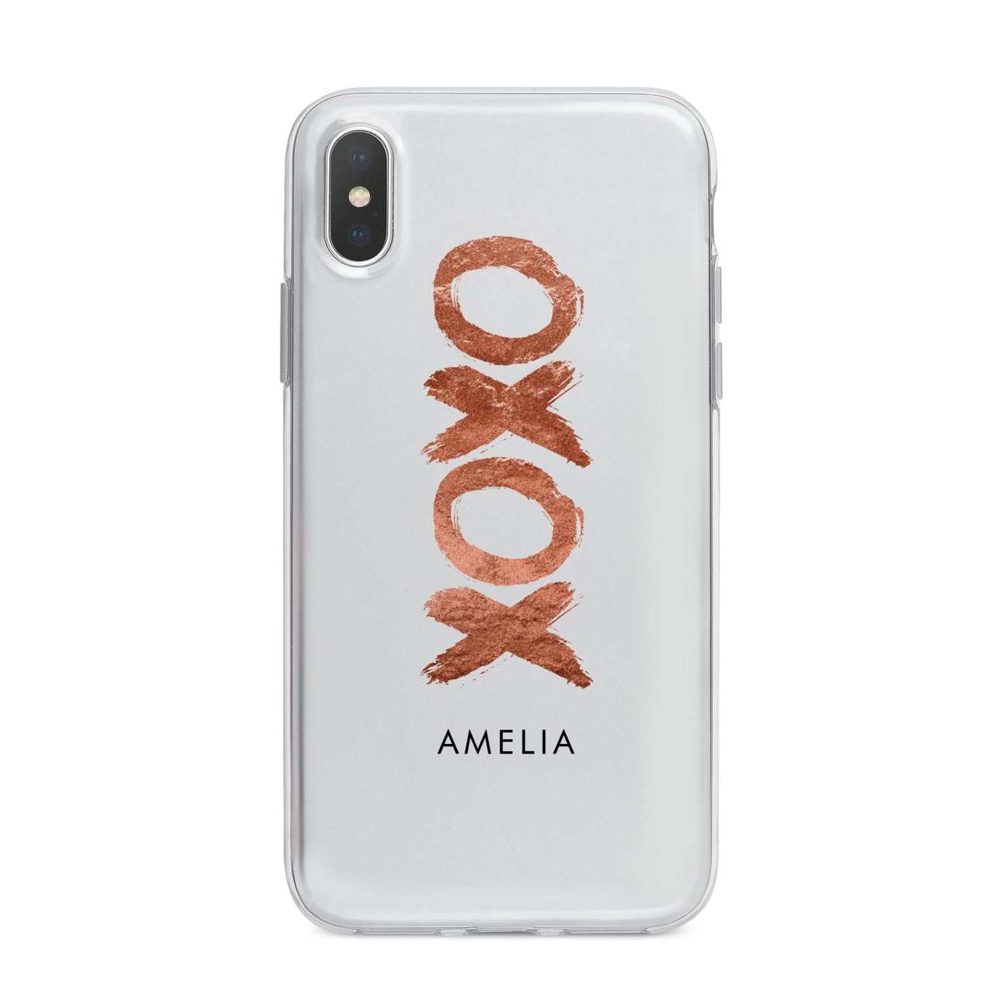 Personalised Xoxo Custom Name Or Initials iPhone X Bumper Case on Silver iPhone Alternative Image 1