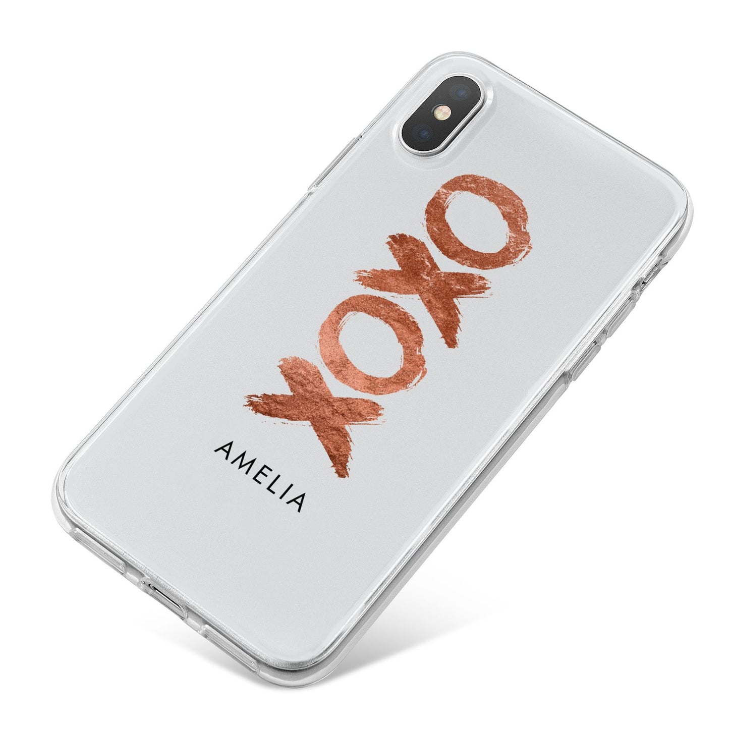 Personalised Xoxo Custom Name Or Initials iPhone X Bumper Case on Silver iPhone