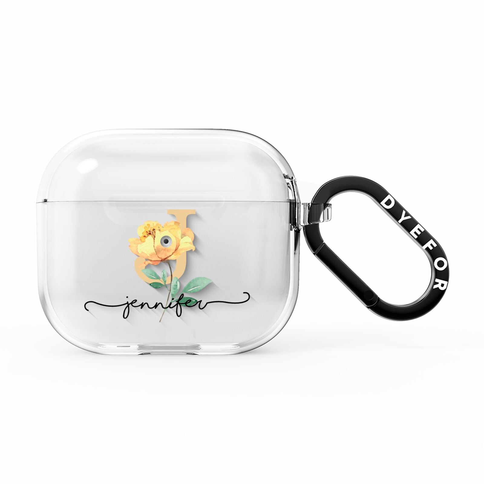 Personalised Yellow Flowers AirPods Clear Case 3rd Gen