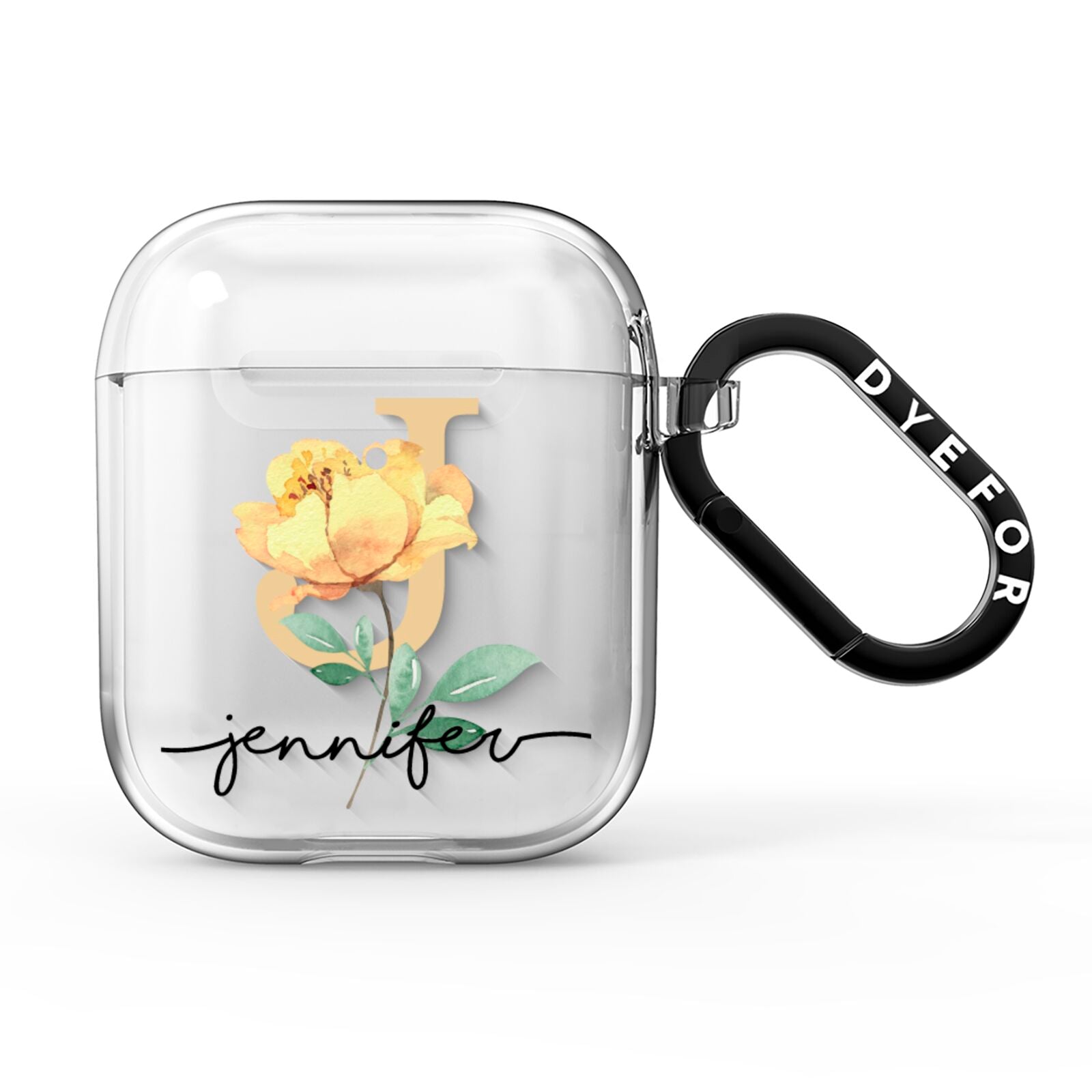 Personalised Yellow Flowers AirPods Clear Case