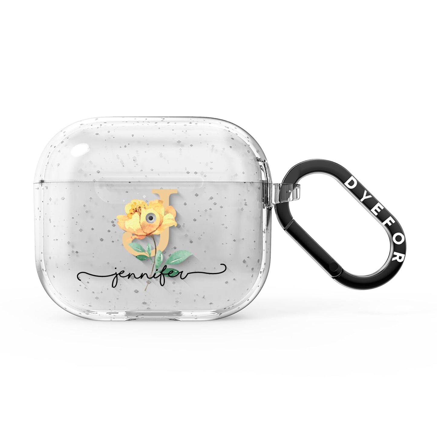 Personalised Yellow Flowers AirPods Glitter Case 3rd Gen