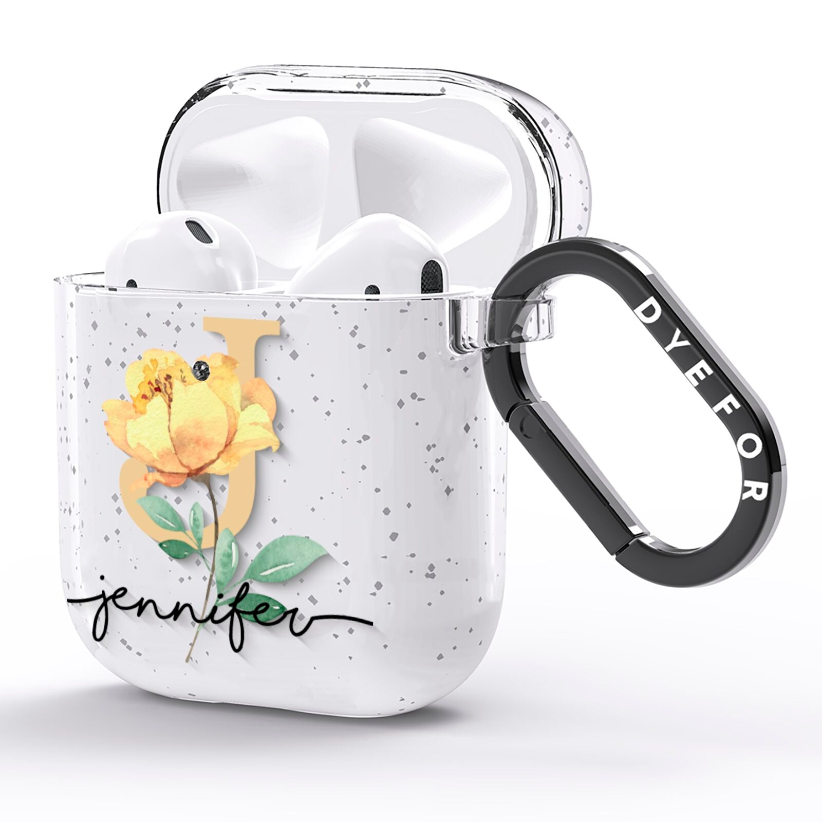 Personalised Yellow Flowers AirPods Glitter Case Side Image