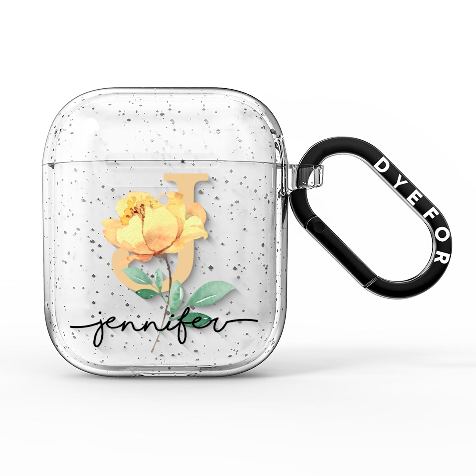 Personalised Yellow Flowers AirPods Glitter Case