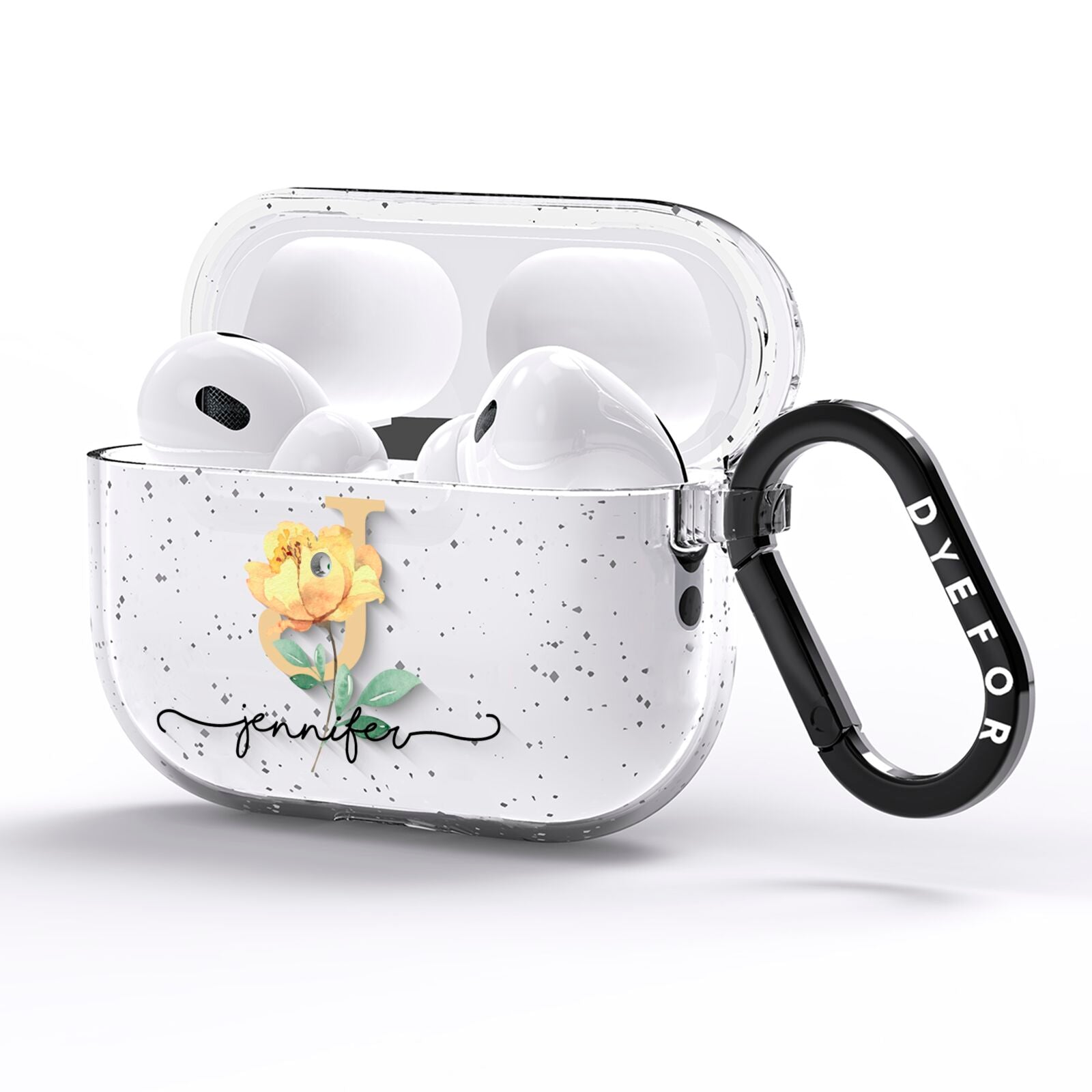 Personalised Yellow Flowers AirPods Pro Glitter Case Side Image