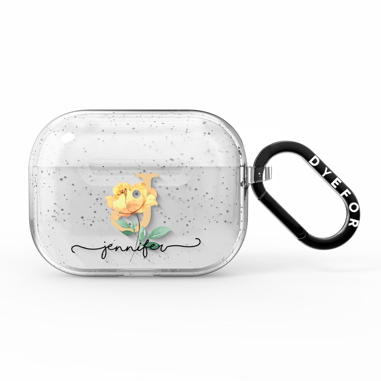 Personalised Yellow Flowers AirPods Pro Glitter Case