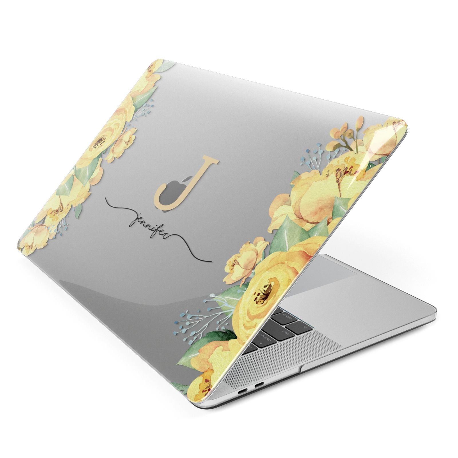 Personalised Yellow Flowers Apple MacBook Case Side View