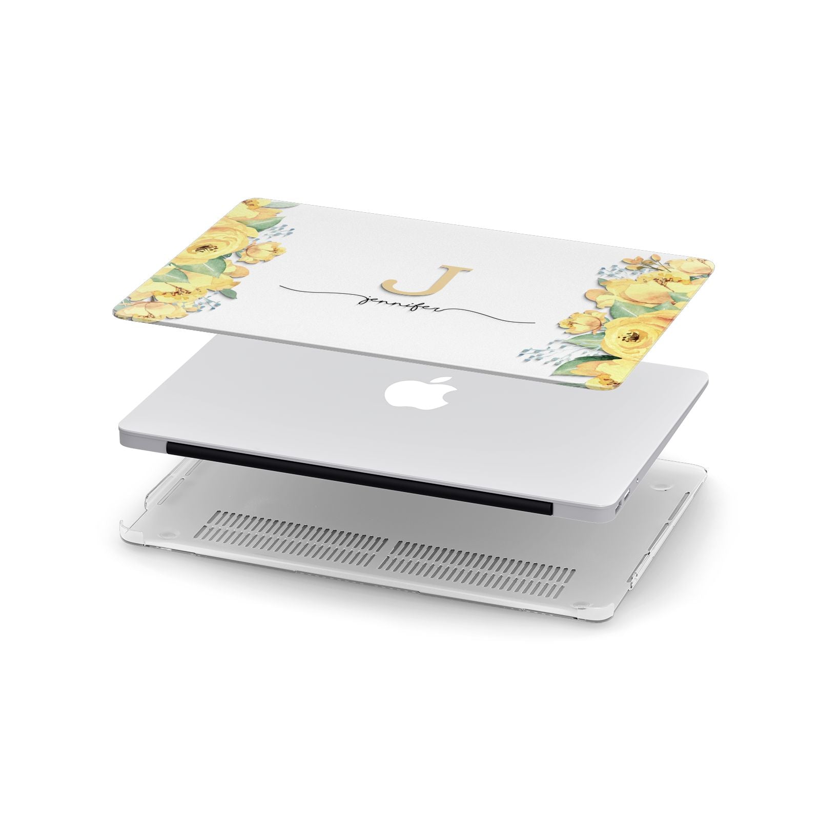 Personalised Yellow Flowers Apple MacBook Case in Detail