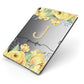 Personalised Yellow Flowers Apple iPad Case on Grey iPad Side View