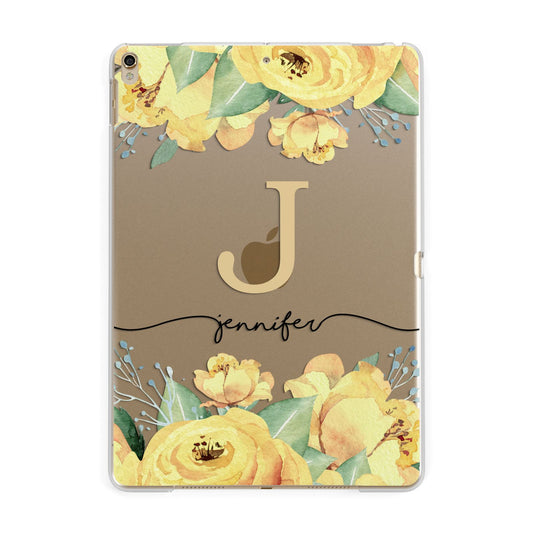 Personalised Yellow Flowers Apple iPad Gold Case