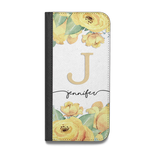 Personalised Yellow Flowers Vegan Leather Flip Samsung Case