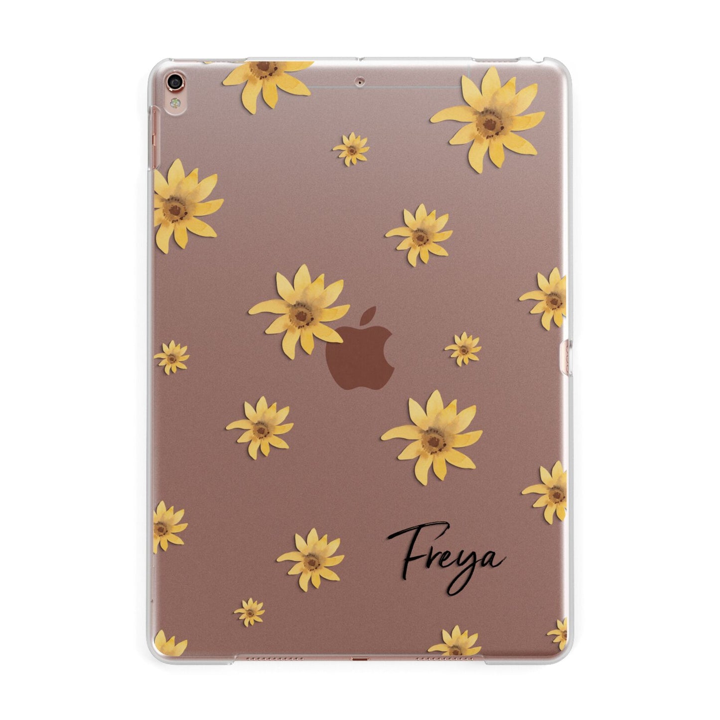 Personalised Yellow Lily Apple iPad Rose Gold Case