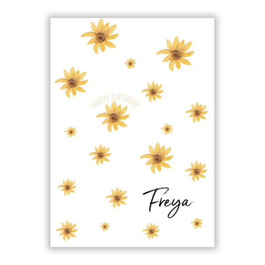 Personalised Yellow Lily Happy Birthday Card A5 Flat Greetings Card