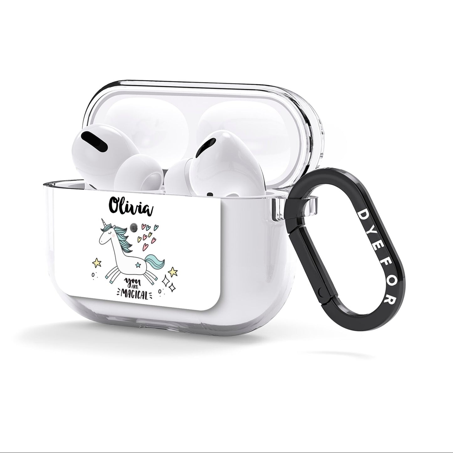 Personalised You Are Magical Unicorn AirPods Clear Case 3rd Gen Side Image
