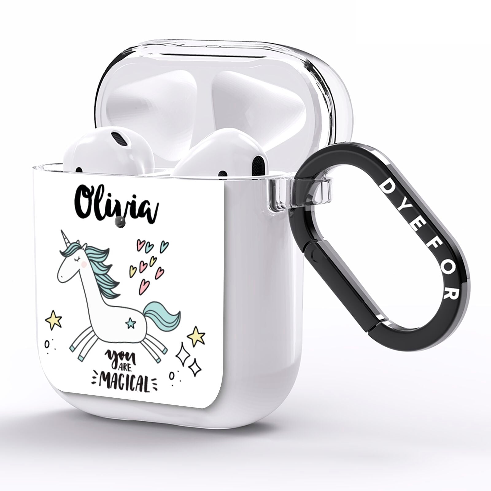 Personalised You Are Magical Unicorn AirPods Clear Case Side Image