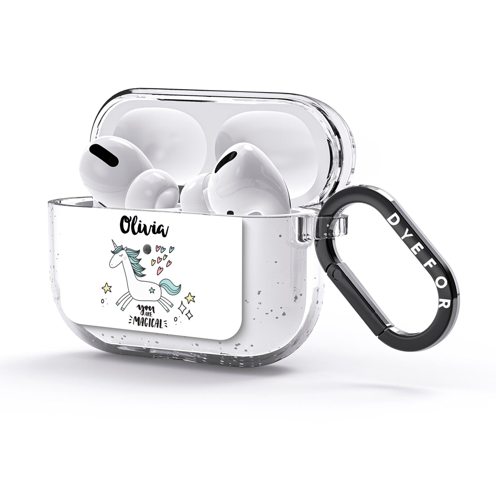 Personalised You Are Magical Unicorn AirPods Glitter Case 3rd Gen Side Image