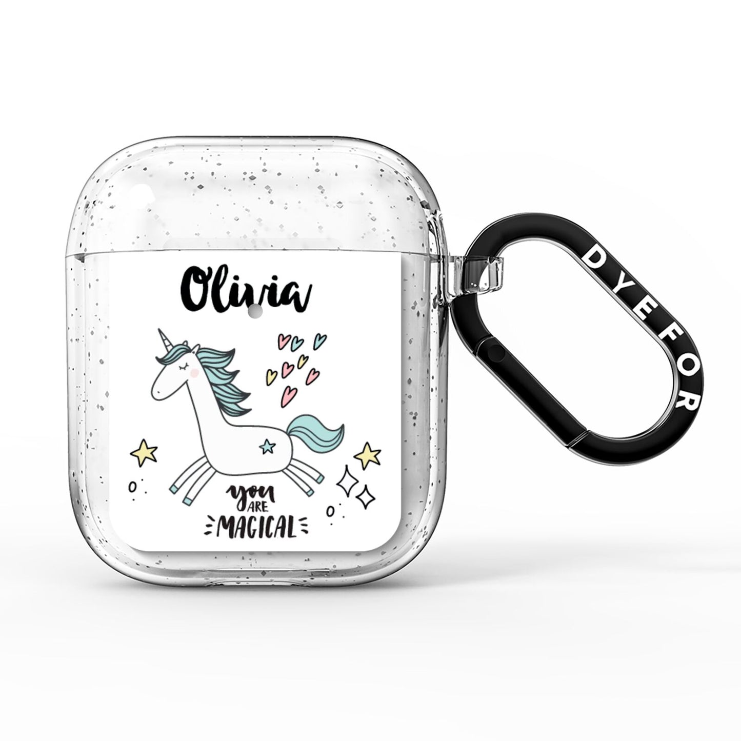 Personalised You Are Magical Unicorn AirPods Glitter Case