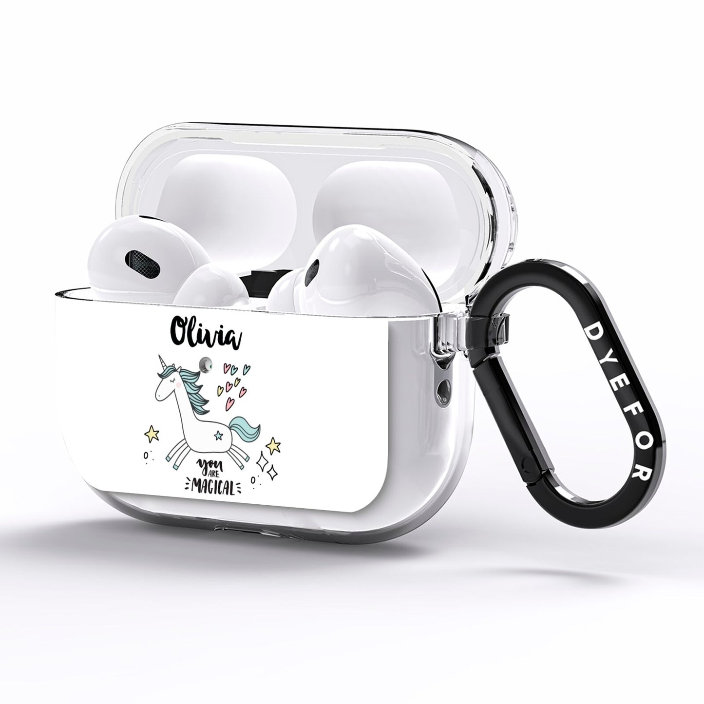 Personalised You Are Magical Unicorn AirPods Pro Clear Case Side Image