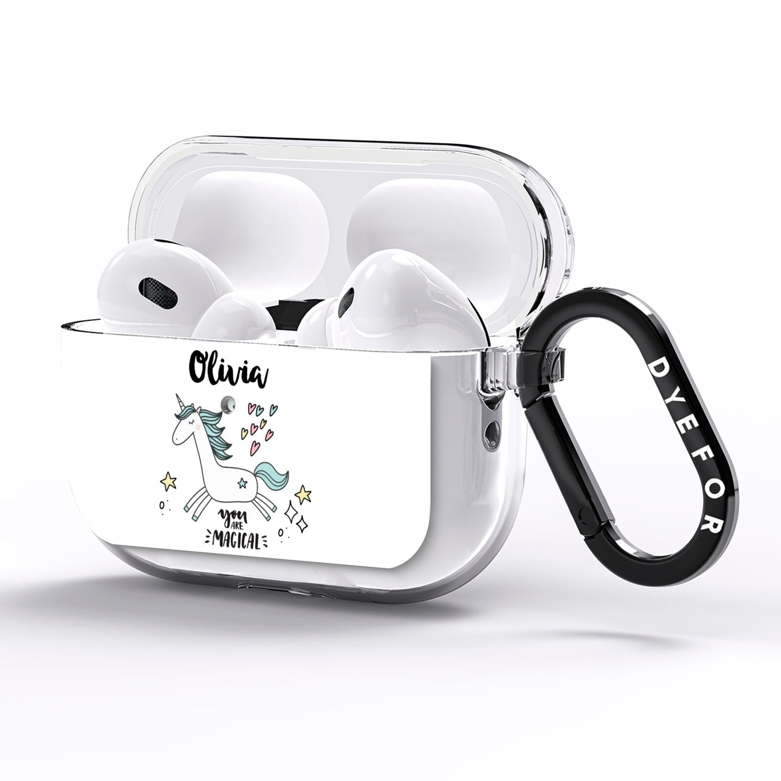 Personalised You Are Magical Unicorn AirPods Pro Clear Case Side Image