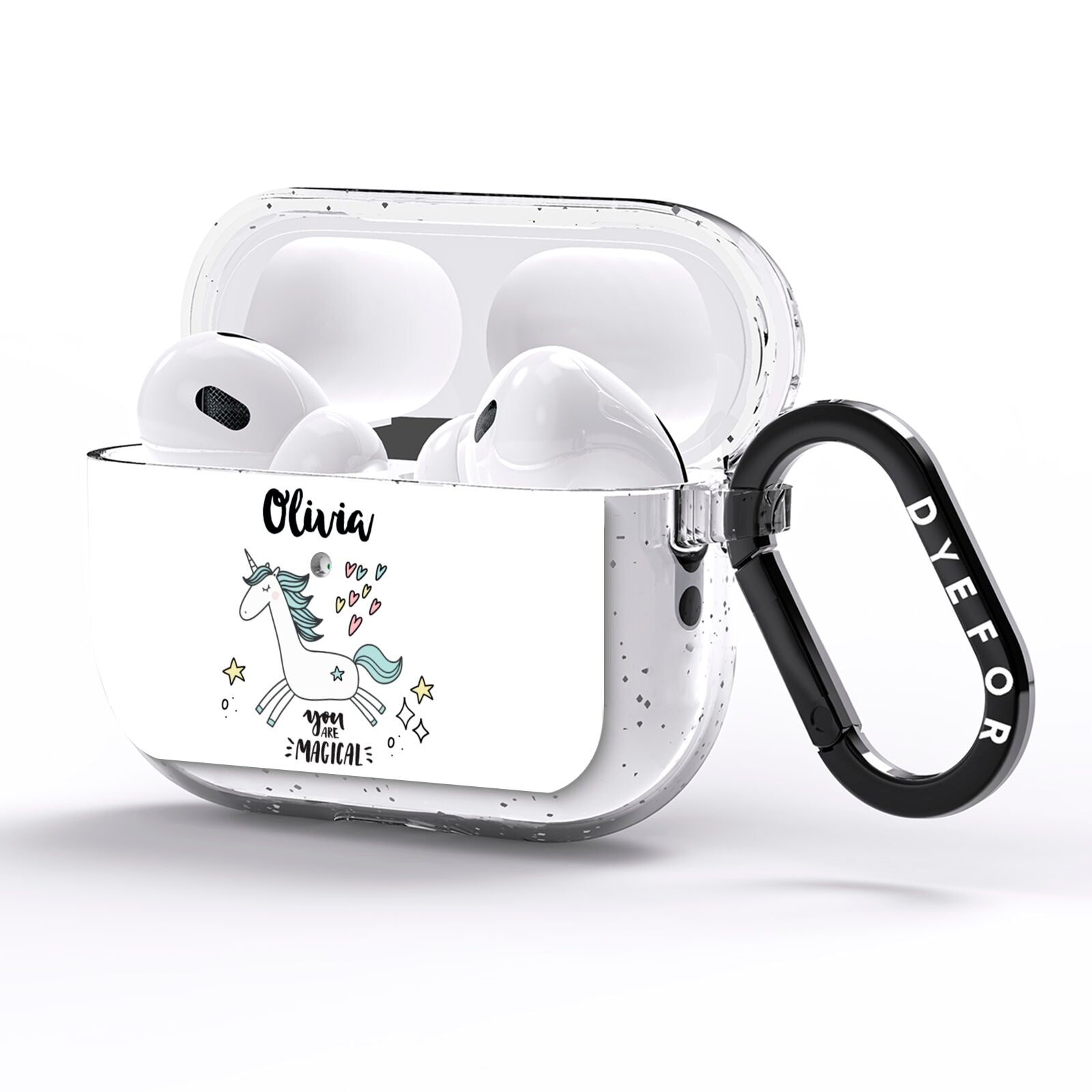Personalised You Are Magical Unicorn AirPods Pro Glitter Case Side Image