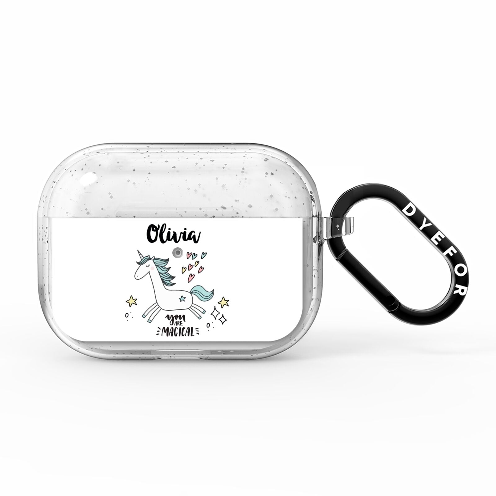 Personalised You Are Magical Unicorn AirPods Pro Glitter Case