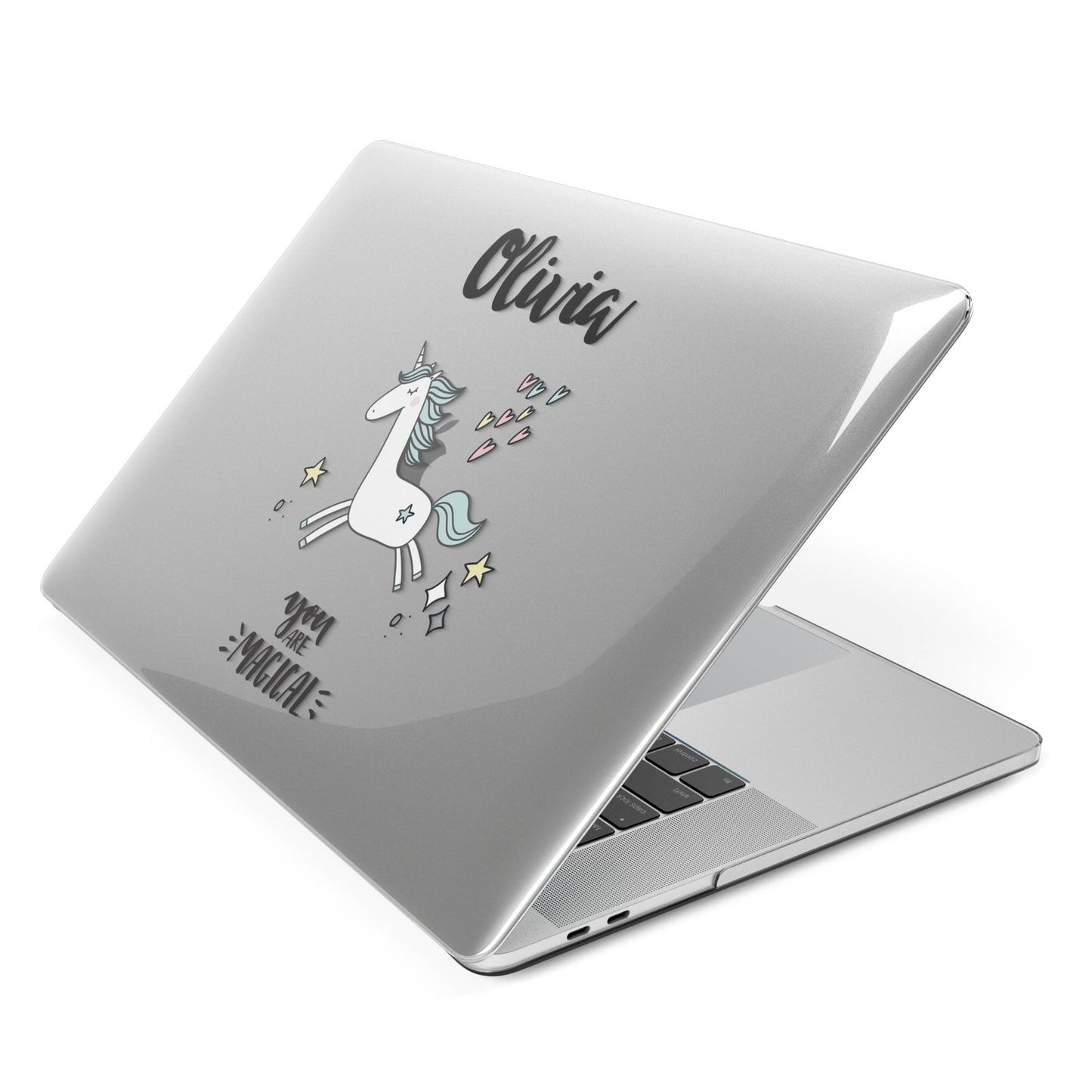 Personalised You Are Magical Unicorn Apple MacBook Case Side View