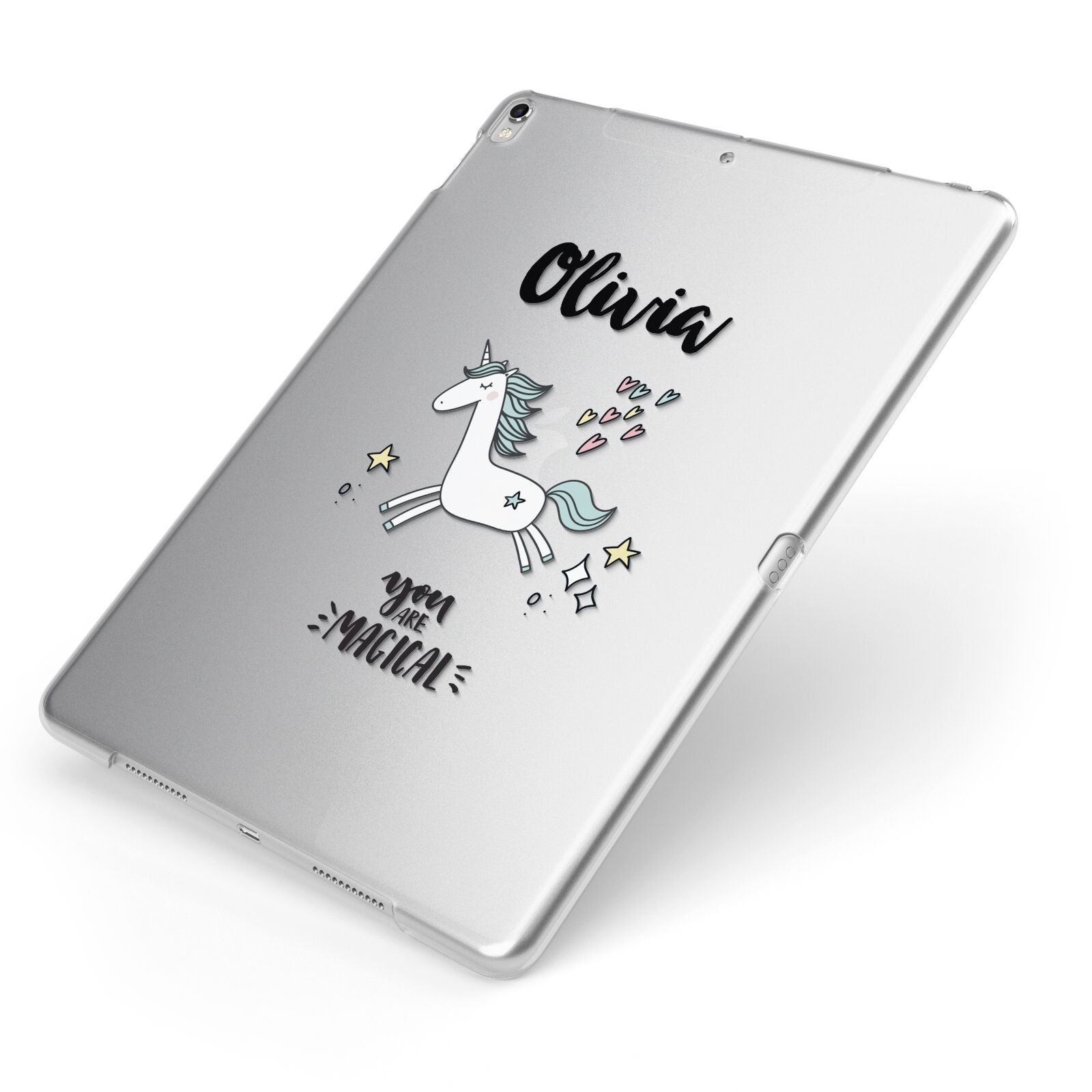 Personalised You Are Magical Unicorn Apple iPad Case on Silver iPad Side View