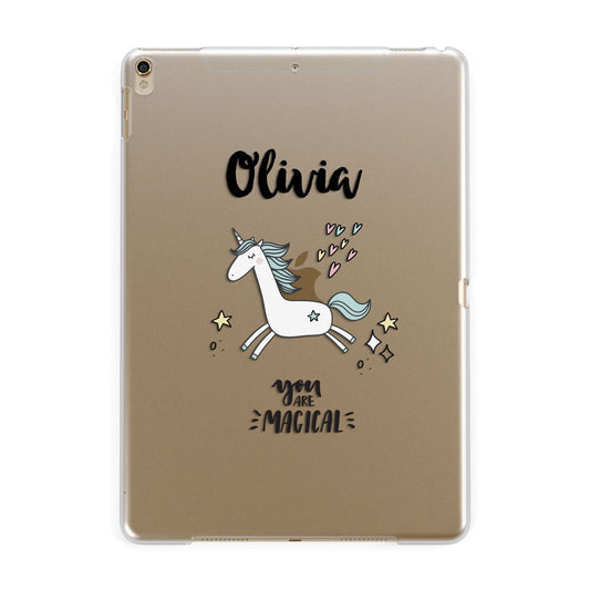 Personalised You Are Magical Unicorn Apple iPad Gold Case