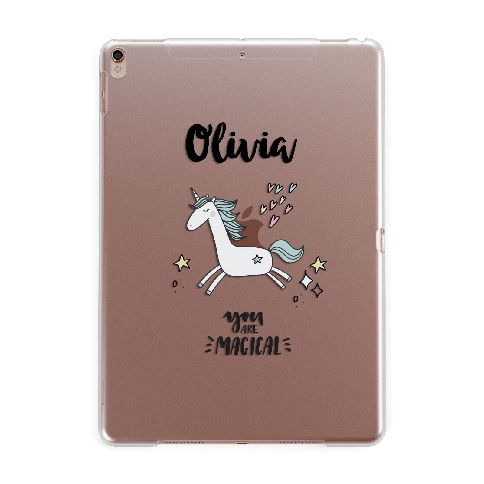 Personalised You Are Magical Unicorn Apple iPad Rose Gold Case