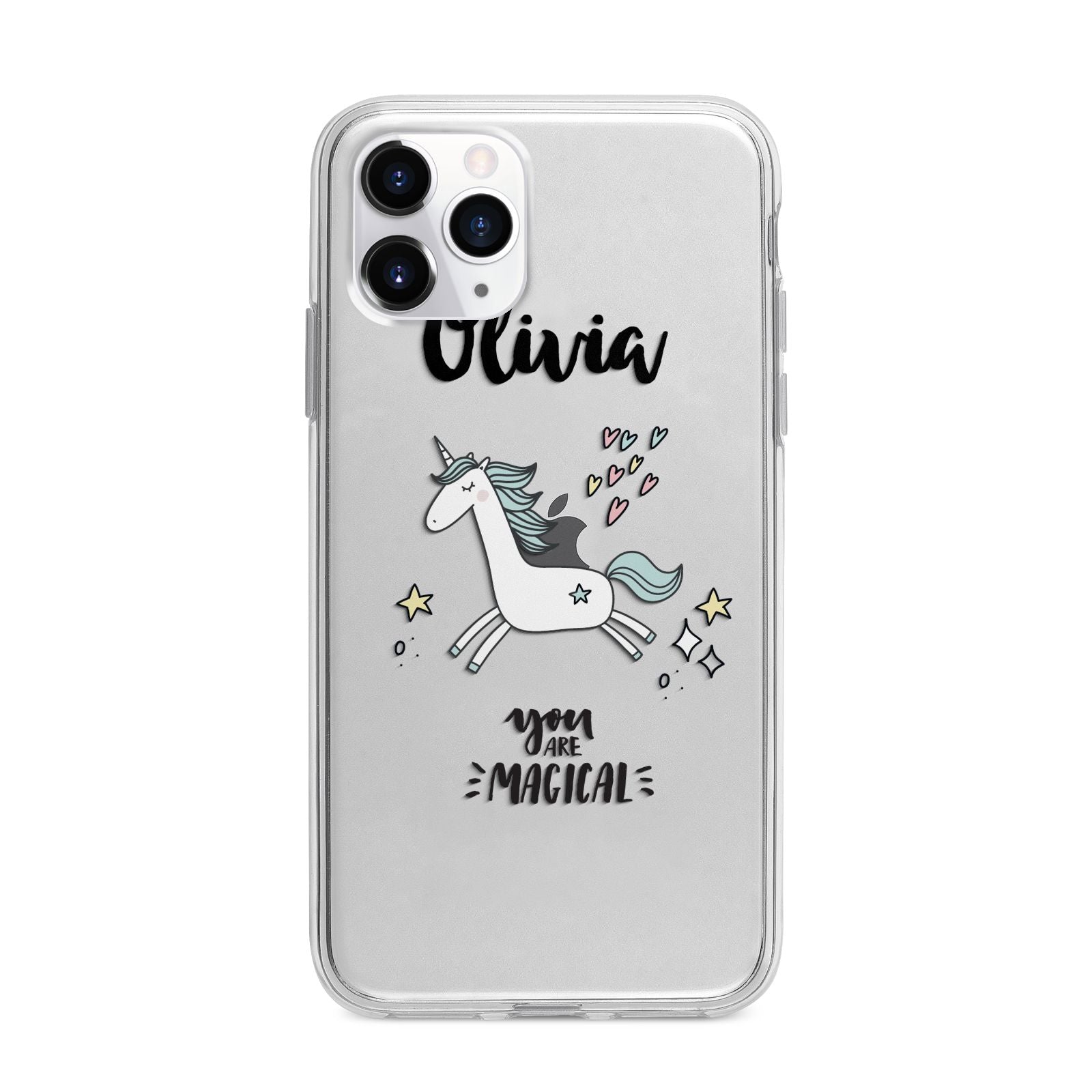 Personalised You Are Magical Unicorn Apple iPhone 11 Pro Max in Silver with Bumper Case