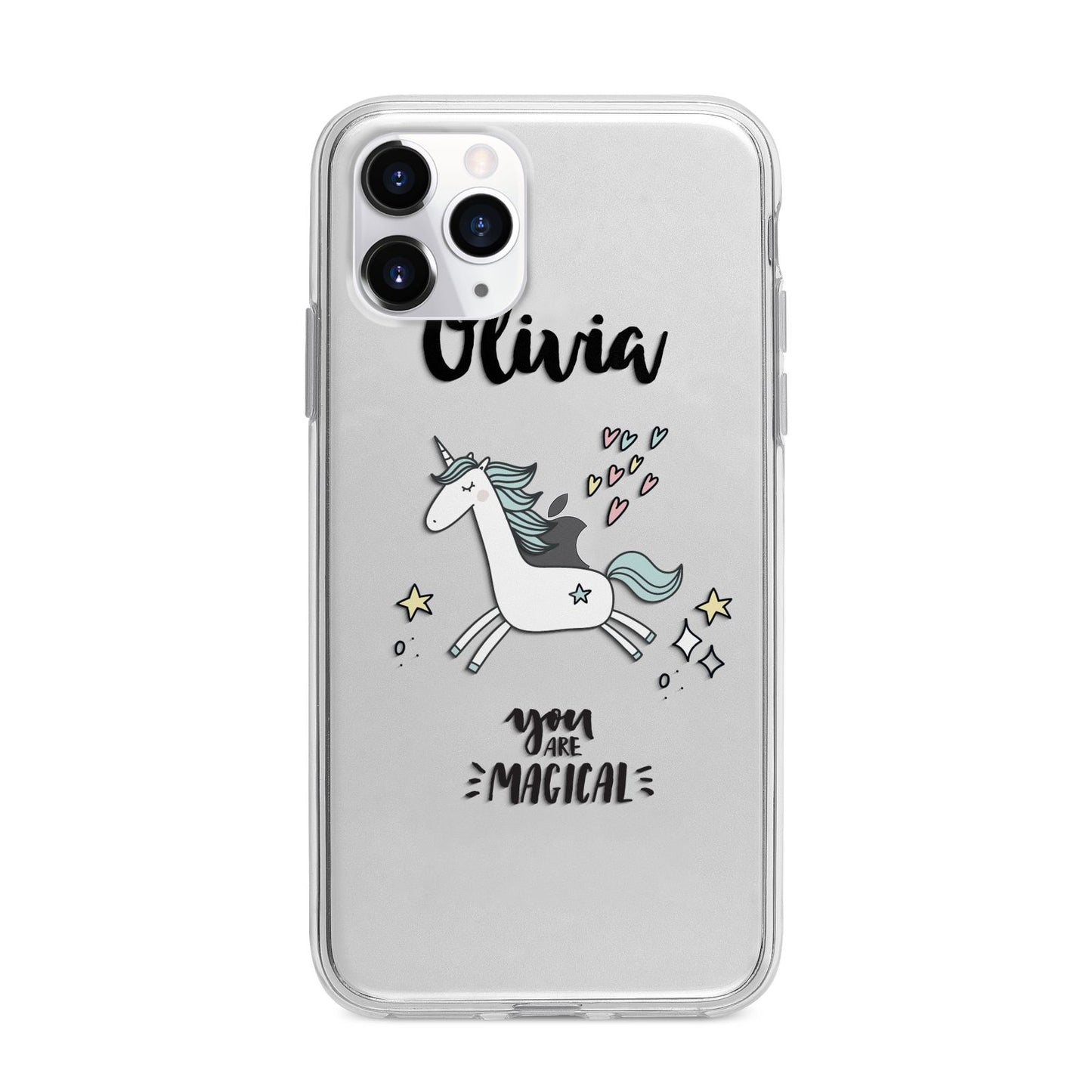 Personalised You Are Magical Unicorn Apple iPhone 11 Pro in Silver with Bumper Case