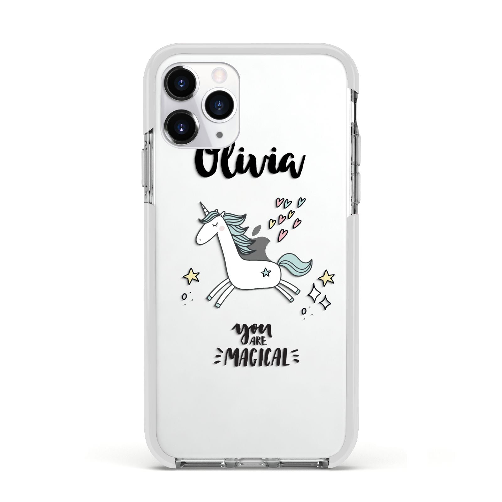 Personalised You Are Magical Unicorn Apple iPhone 11 Pro in Silver with White Impact Case