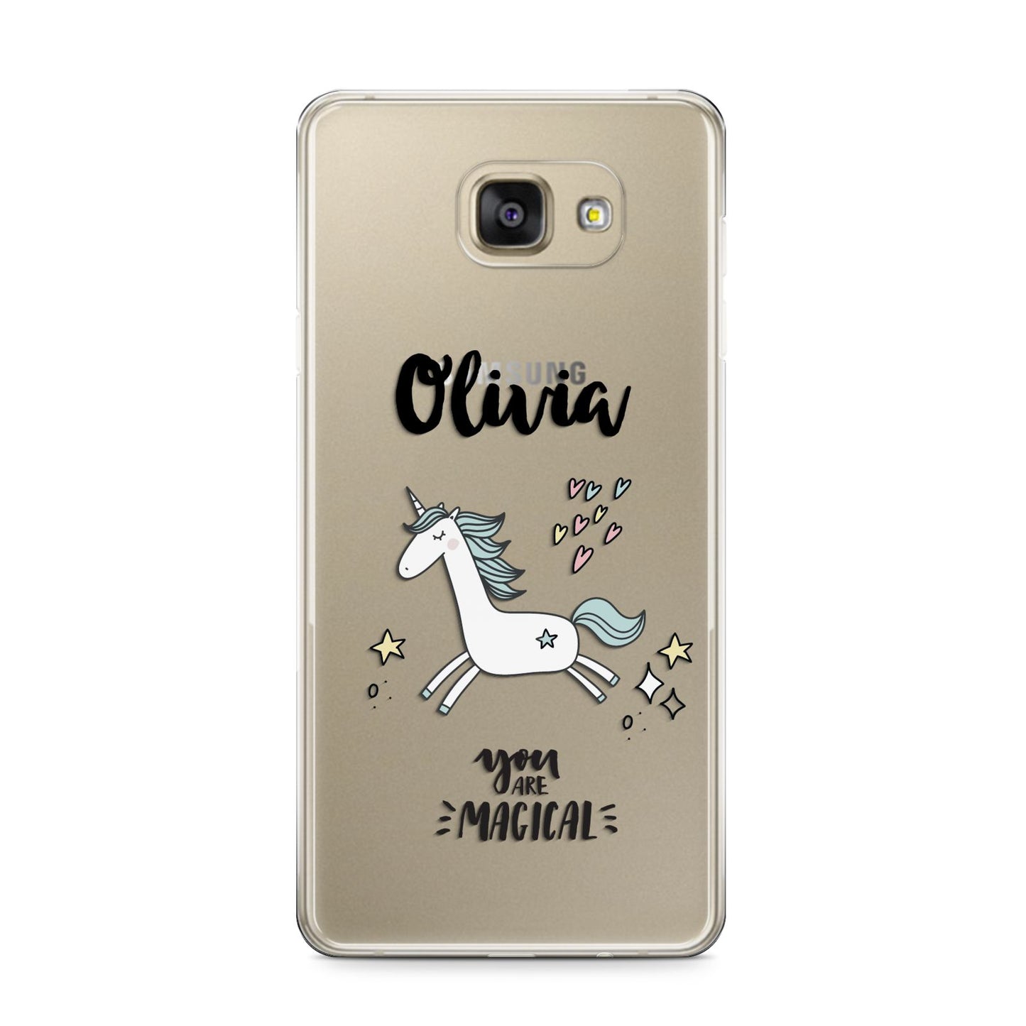 Personalised You Are Magical Unicorn Samsung Galaxy A9 2016 Case on gold phone