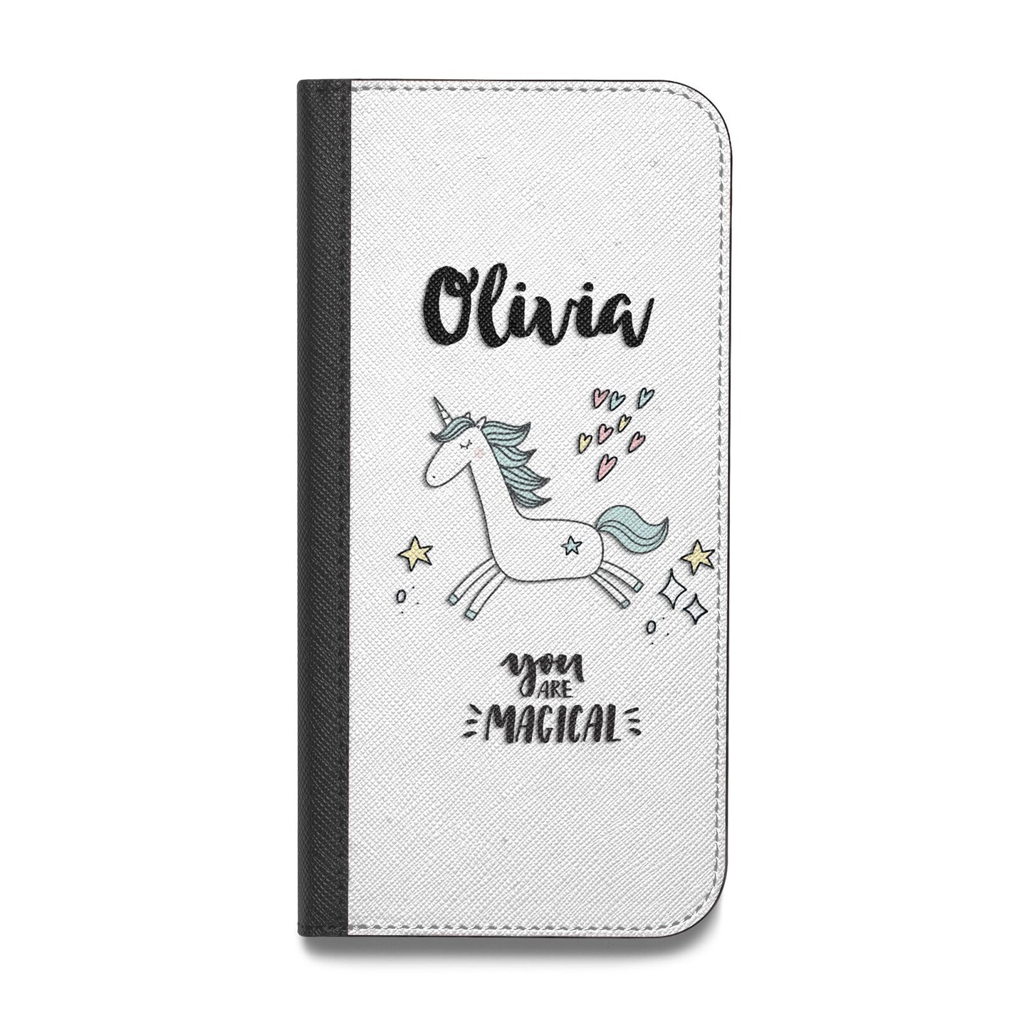 Personalised You Are Magical Unicorn Vegan Leather Flip Samsung Case
