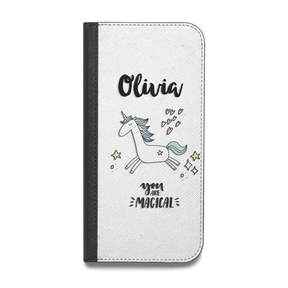 Personalised You Are Magical Unicorn Vegan Leather Flip Samsung Case