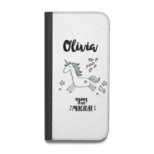 Personalised You Are Magical Unicorn Vegan Leather Flip iPhone Case