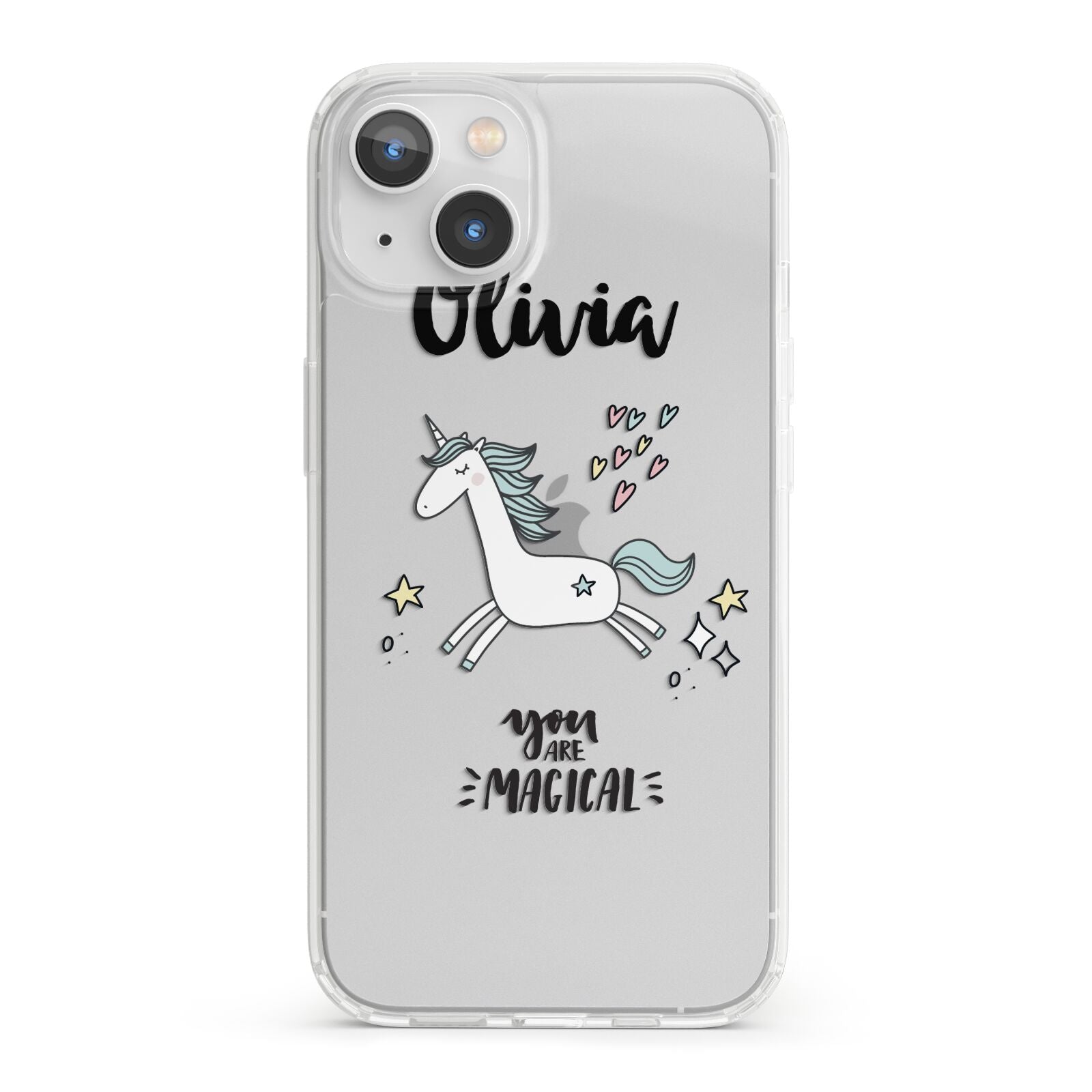 Personalised You Are Magical Unicorn iPhone 13 Clear Bumper Case