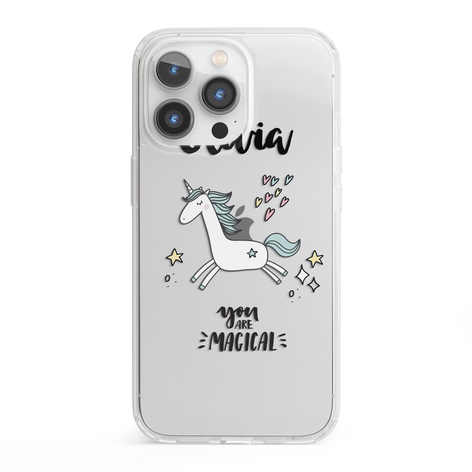 Personalised You Are Magical Unicorn iPhone 13 Pro Clear Bumper Case