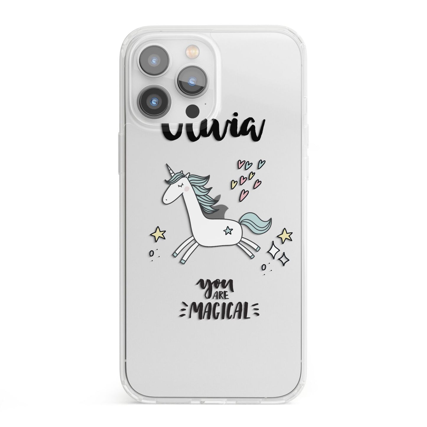 Personalised You Are Magical Unicorn iPhone 13 Pro Max Clear Bumper Case