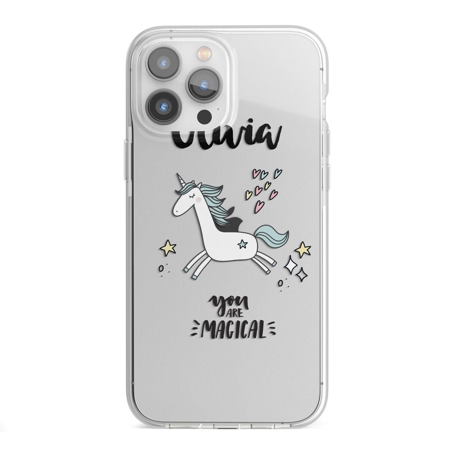 Personalised You Are Magical Unicorn iPhone 13 Pro Max TPU Impact Case with White Edges