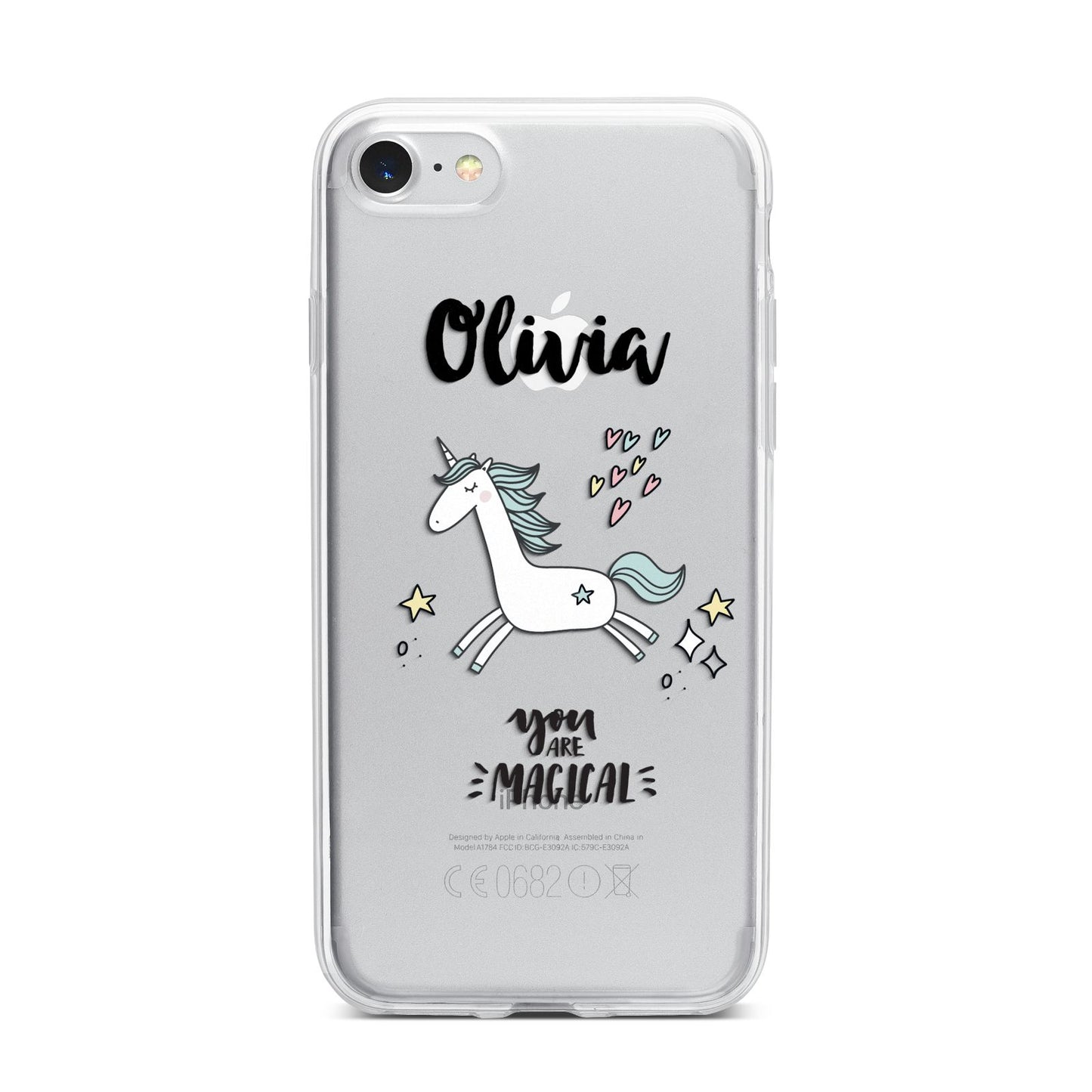 Personalised You Are Magical Unicorn iPhone 7 Bumper Case on Silver iPhone