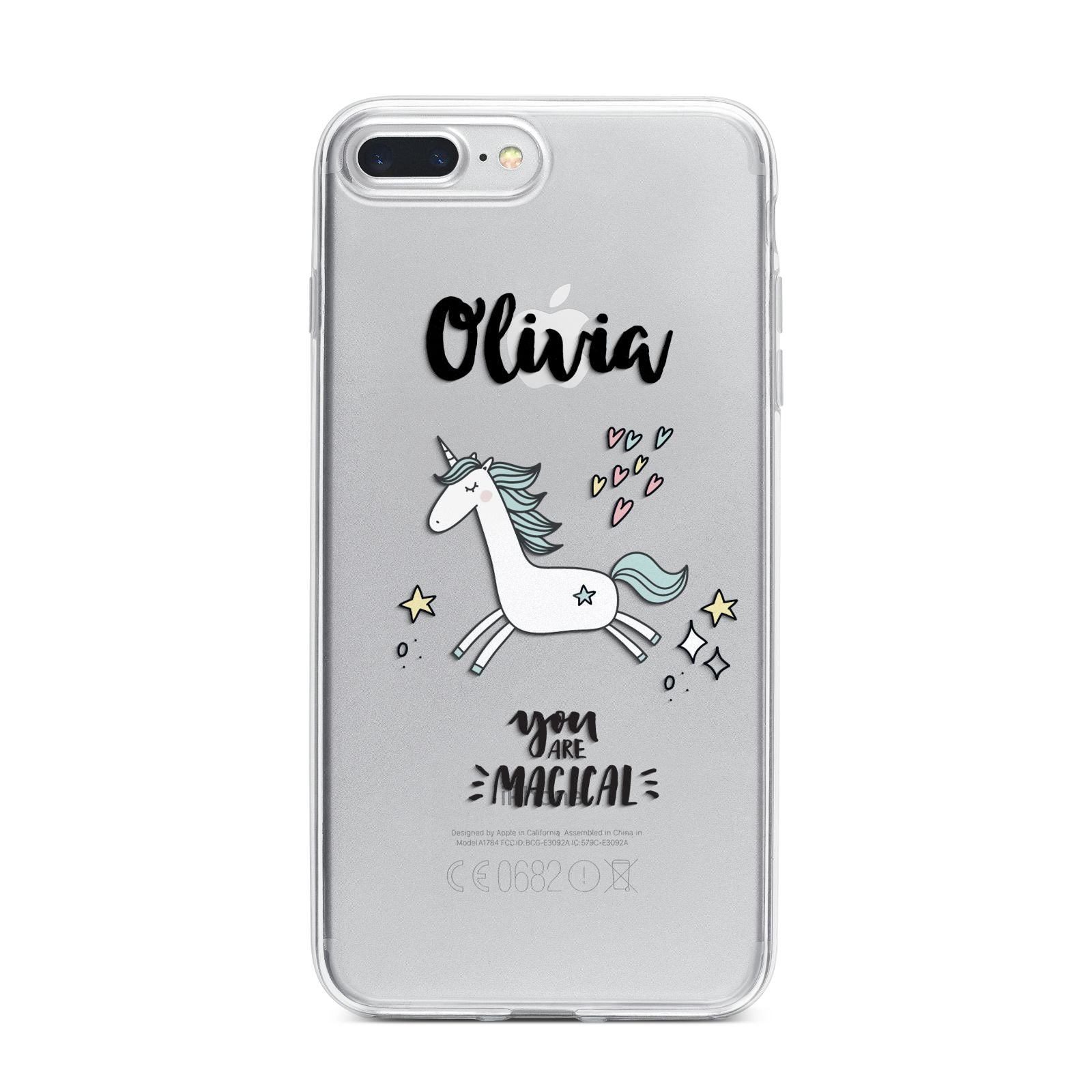 Personalised You Are Magical Unicorn iPhone 7 Plus Bumper Case on Silver iPhone