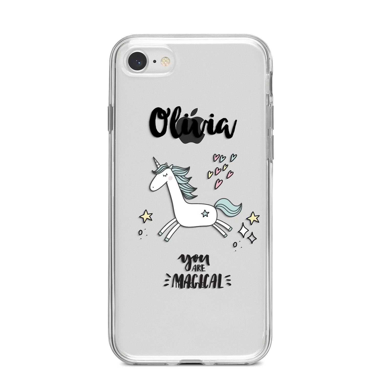 Personalised You Are Magical Unicorn iPhone 8 Bumper Case on Silver iPhone