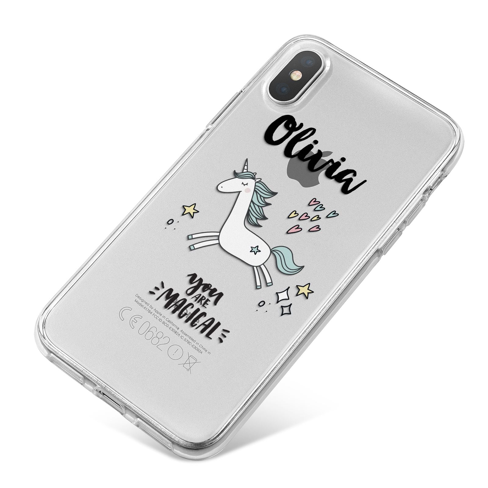 Personalised You Are Magical Unicorn iPhone X Bumper Case on Silver iPhone