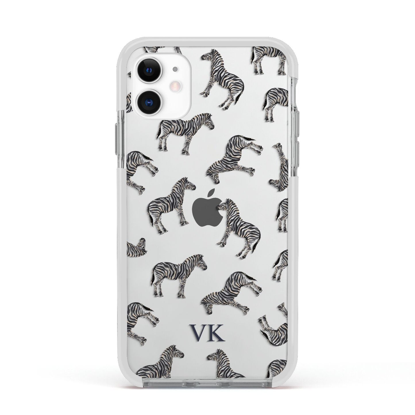 Personalised Zebra Apple iPhone 11 in White with White Impact Case